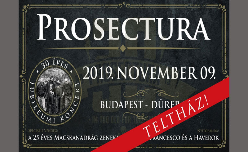 Prosectura – Teltházas koncerttel ünneplik Budapesten a 30. születésnapot
