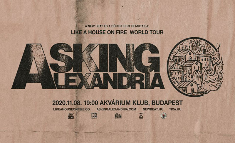 ELMARAD! Asking Alexandria koncert 2020. november 8. Budapest, Akvárium Klub, NagyHall