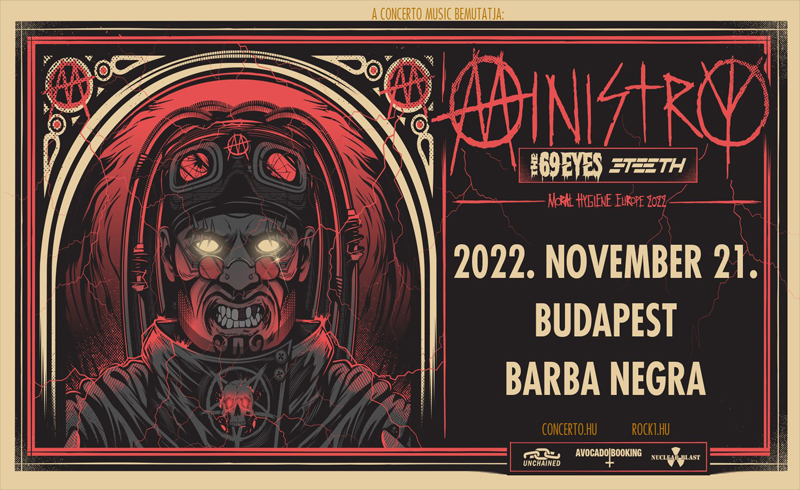 Ministry, The 69 Eyes koncertek + vendég 2022. november 21., hétfő 18:30., Budapest, Barba Negra