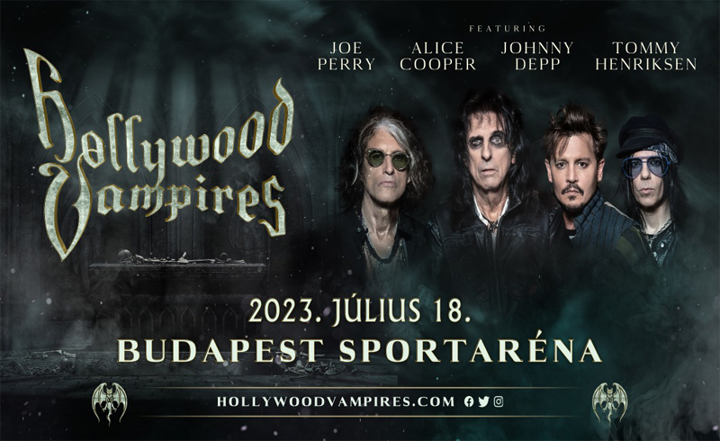 HOLLYWOOD VAMPIRES – Alice Cooper, Johnny Depp, Joe Perry és Tommy Henriksen 2023. július 18. Papp László Budapest Sportaréna
