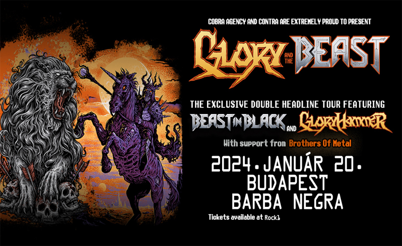 „GLORY and the BEAST” Double Headline Tour BEAST IN BLACK & GLORYHAMMER koncertek 2024. január 20. Budapest, BARBA NEGRA Red Stage
