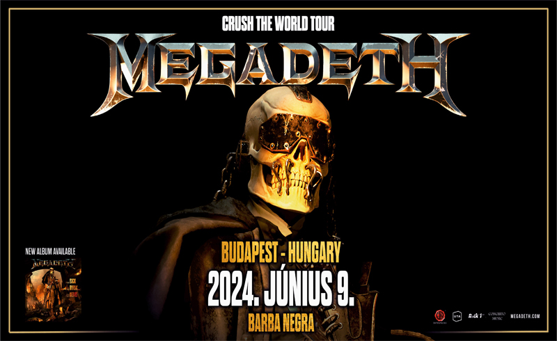 Megadeth koncert 2024. június 9., vasárnap 18 óra Budapest, Barba Negra Red Stage