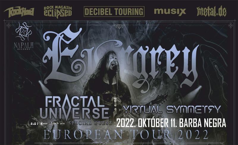 EVERGREY, Fractal Universe, Virtual Symmetry koncertek 2022. október 11. Budapest, Barba Negra