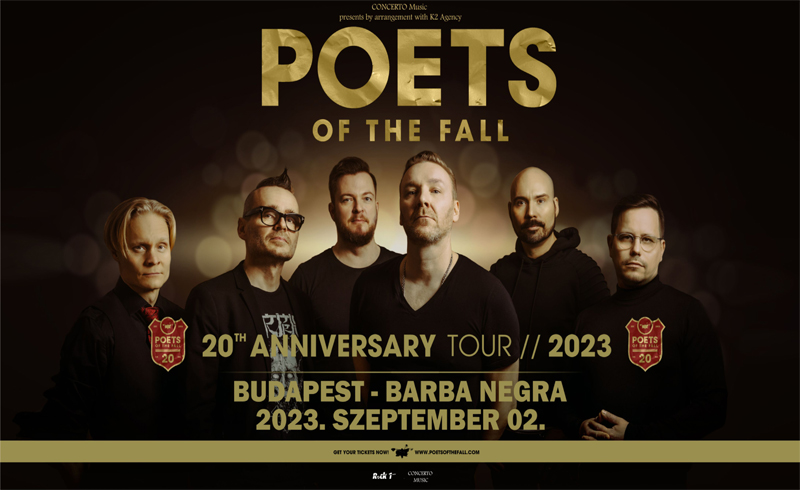 Poets Of The Fall koncert – 20th Anniversary Tour 2023. szeptember 2. Budapest, Barba Negra Blue Stage