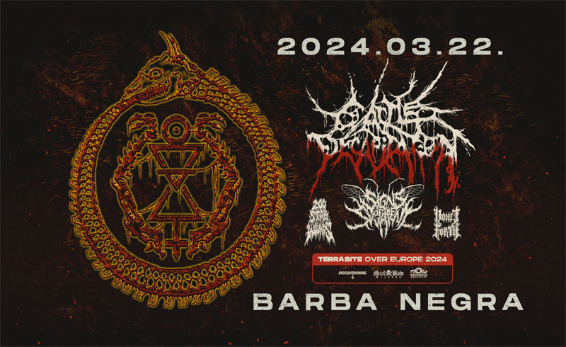 Cattle Decapitation, Signs of the Swarm, 200 Stab Wounds, Vomit Forth koncertek 2024. március 22. Budapest, Barba Negra